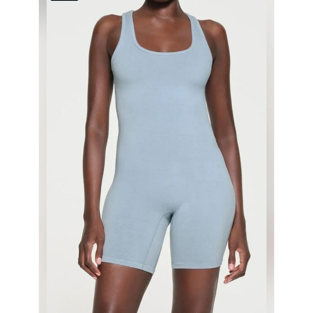 SKIMS Outdoor Mid Thigh Bodysuit In Denim